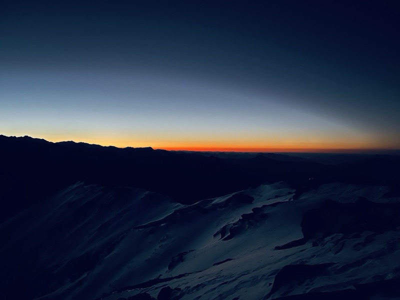 Golden sunrise over snow-capped Kedarkantha peak