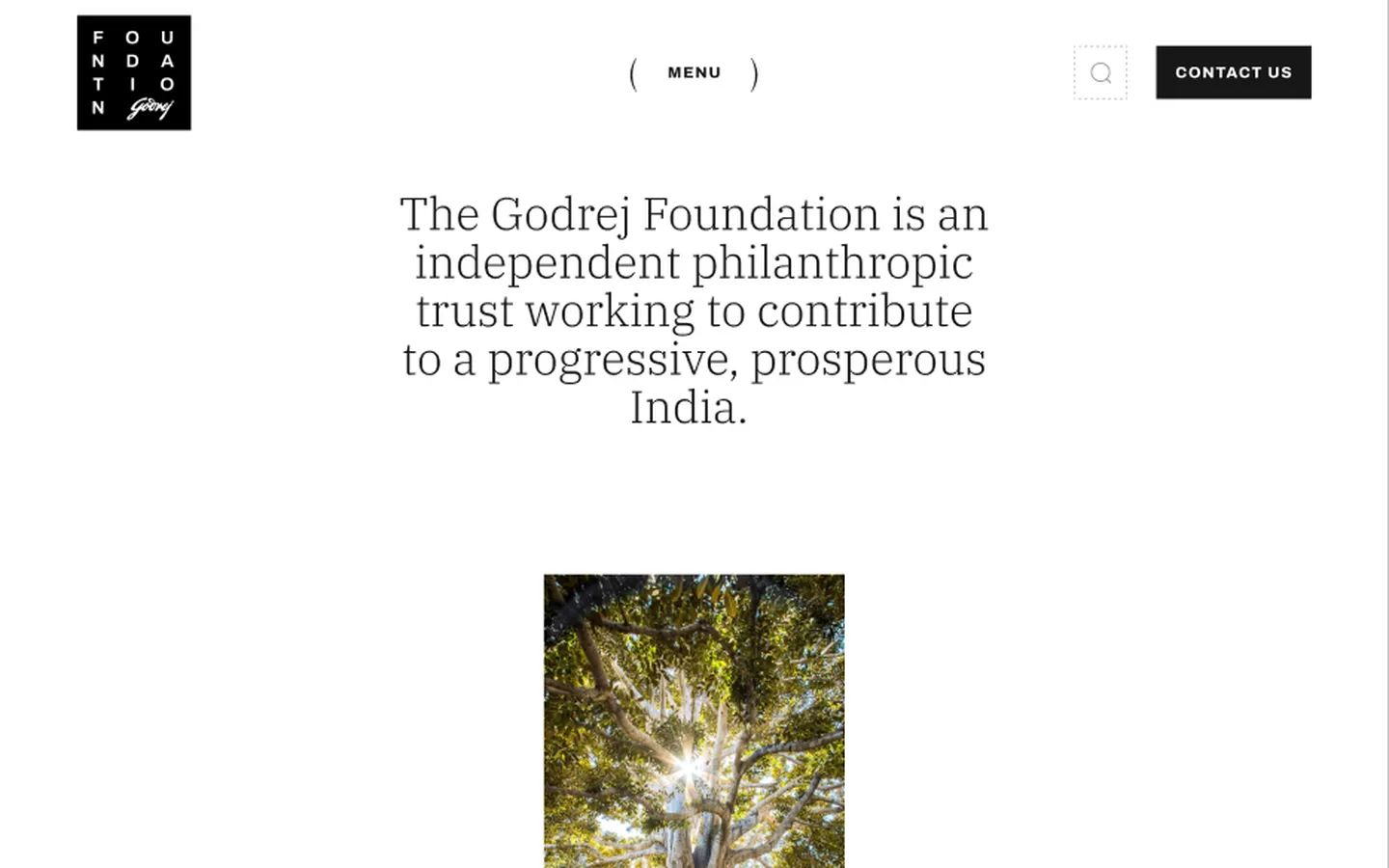Godrej Foundation v1 — old Godrej branding with banyan tree hero