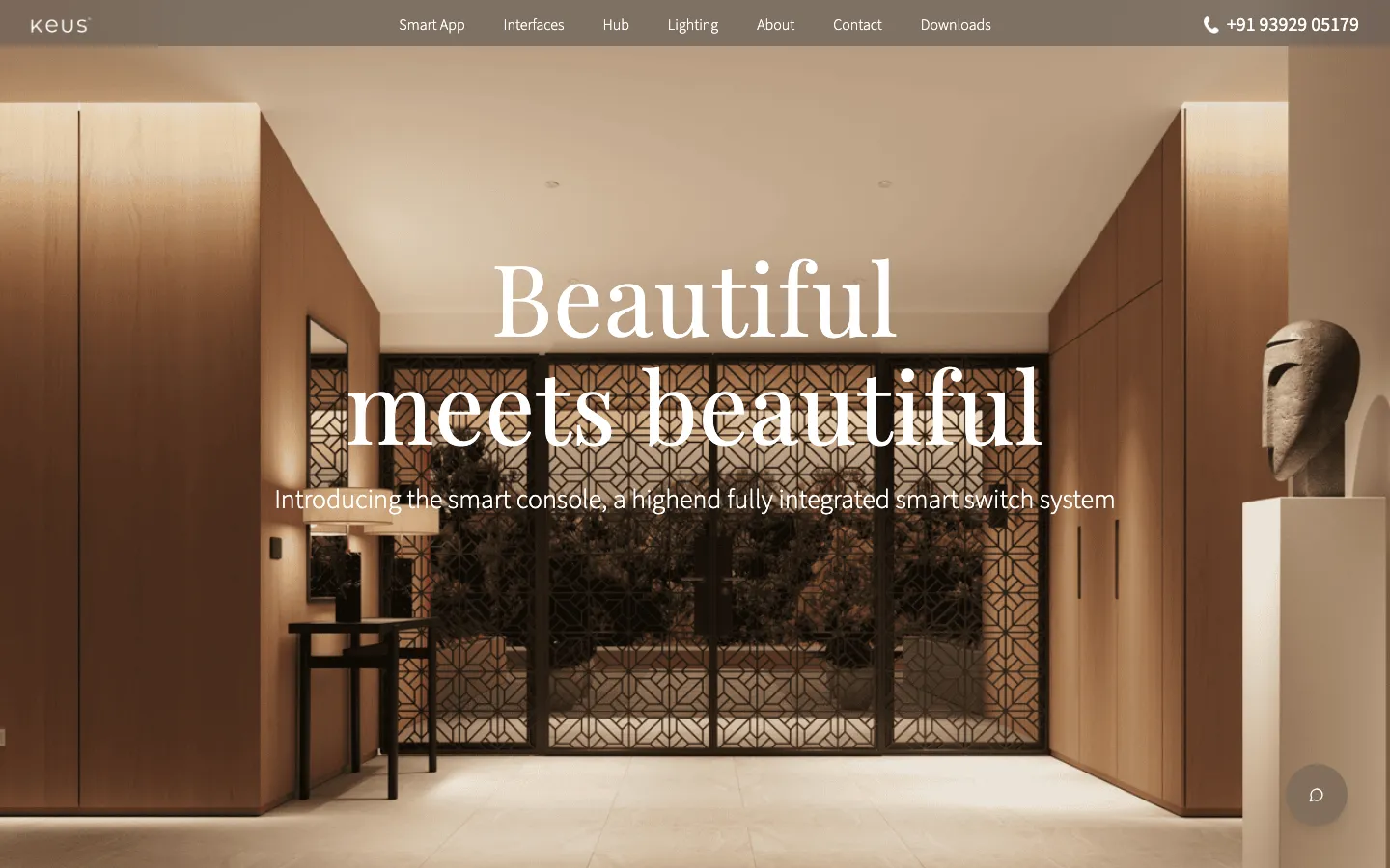 Smart Console page — Beautiful meets beautiful, with warm interior photography