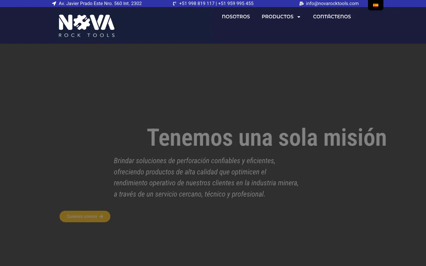 WordPress concept site — navy theme, large text, minimal product content